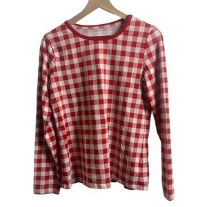 Draper James Lands End Women’s Red Long Sleeve Gingham Top size S